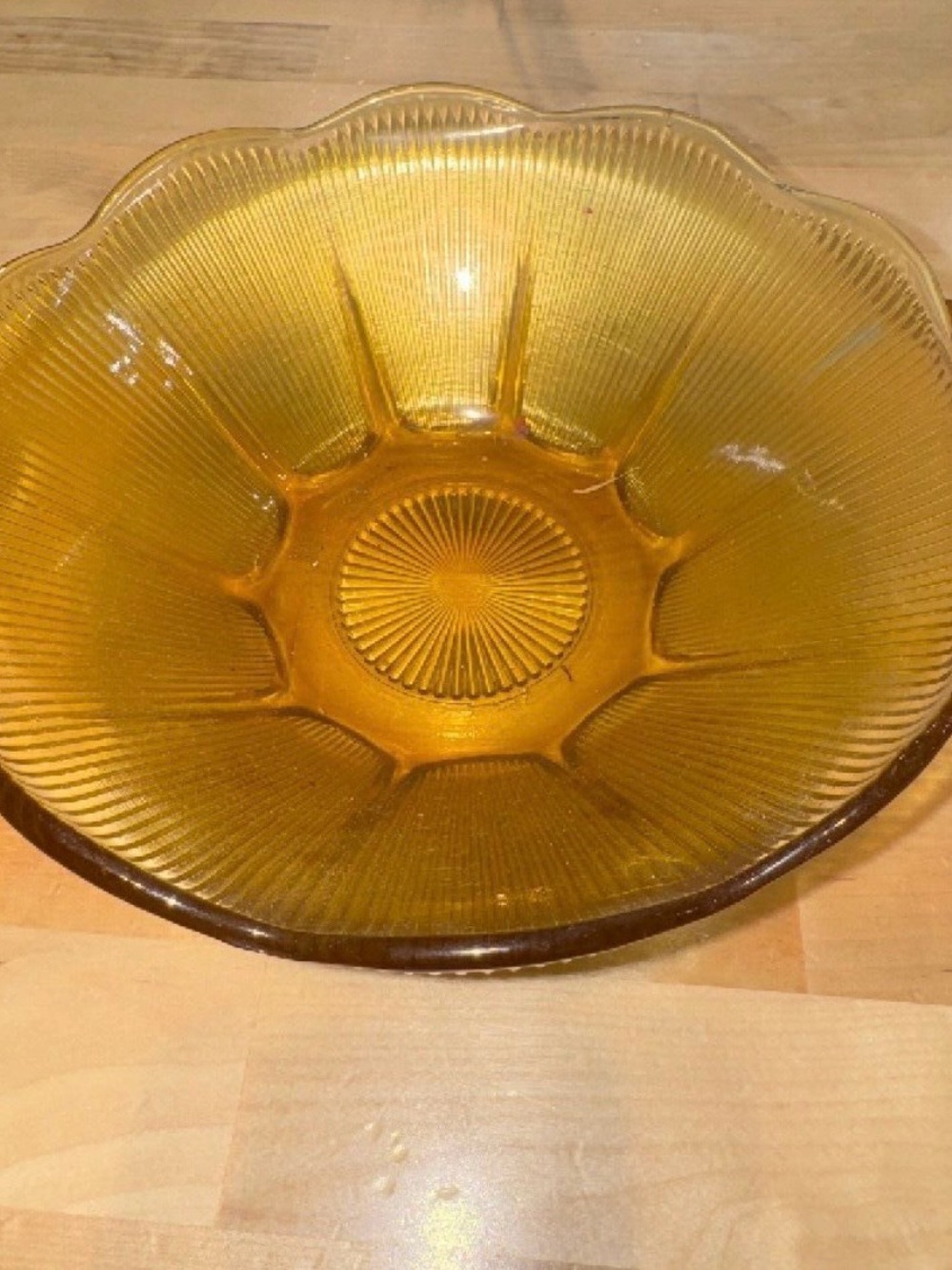 Amber Glass Decorative Serving Bowl - Home Art